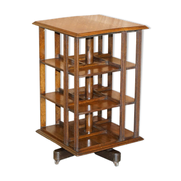 Bibliothèque tournante victorienne en chêne vers 1880