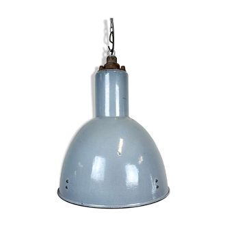 Lampe à Suspension Industrielle Bauhaus en Émail Gris, 1950s