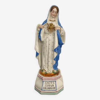 Vierge Sacré Cœur porcelaine Paris XiXeme