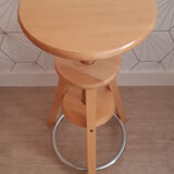 Vintage screw stool in solid beech.