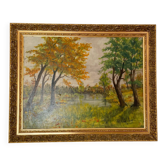 Oil on canvas - Landscape by the water - Signed M.G. Stéphan – 77x62cm