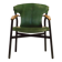 Galathée armchair in green leather, steel and ash wood