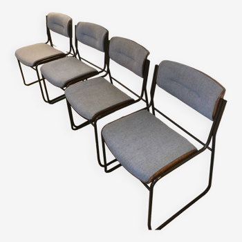 4 Scandinavian walnut chairs, 1970