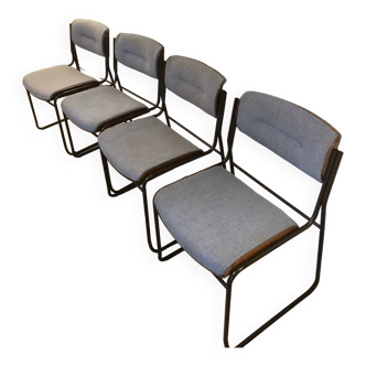 4 Scandinavian walnut chairs, 1970