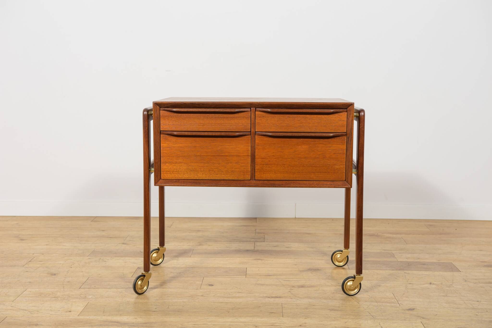 Mid-Century Teak Serving Trolley on Castors, Denmark, 1960s