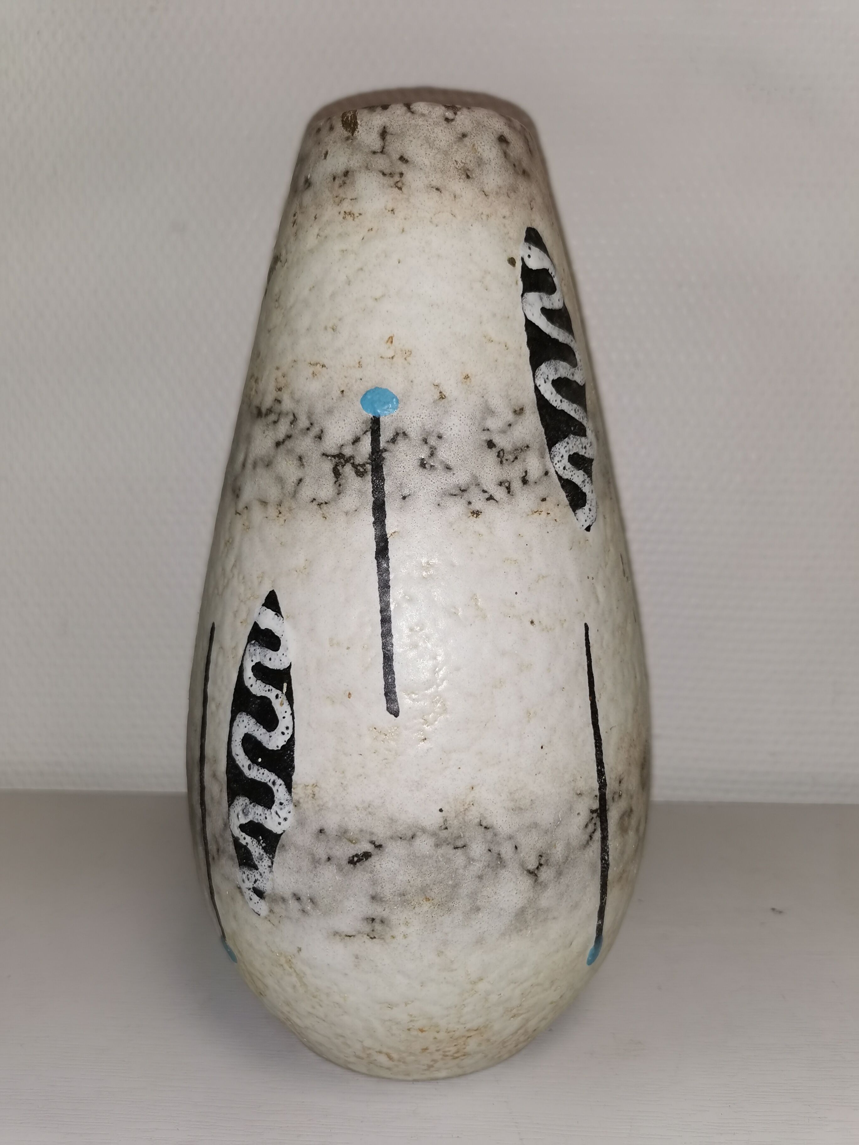 Vase with graphic decoration, vintage ceramic, 50-60's
