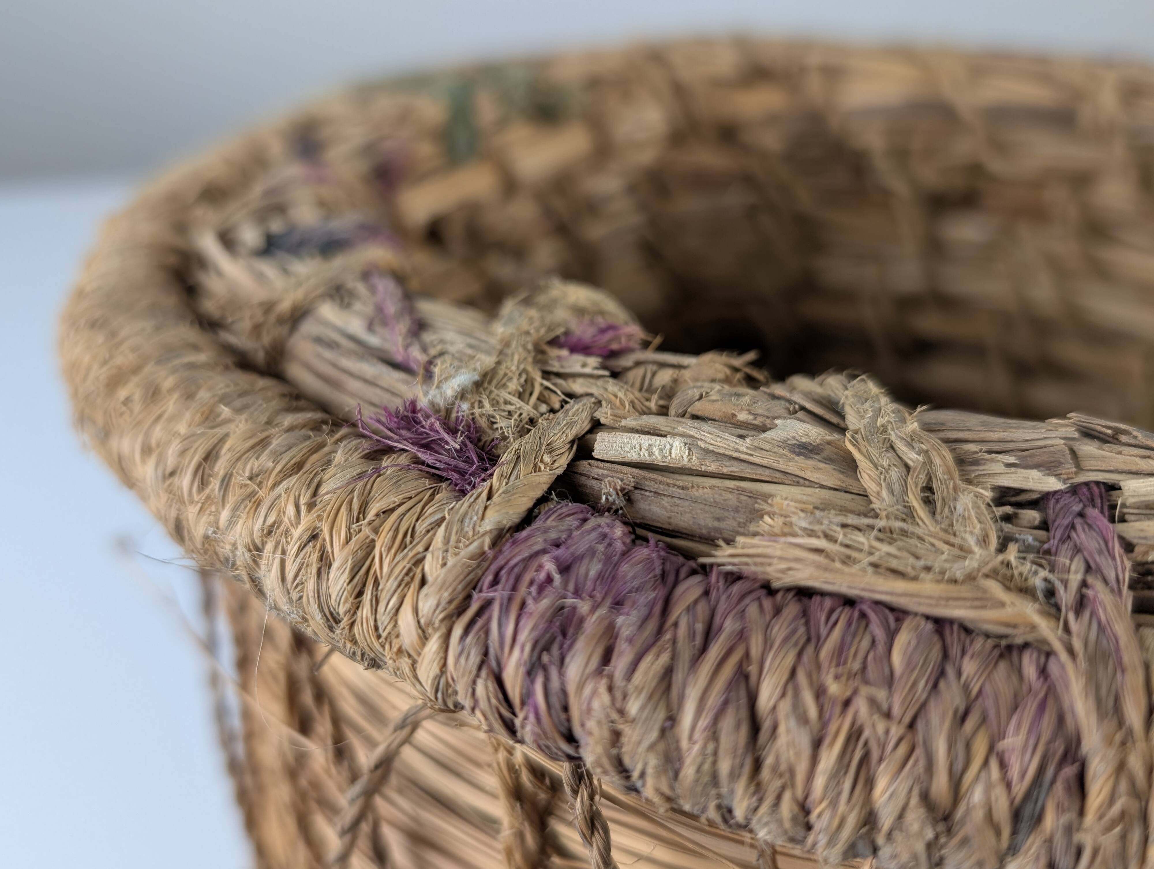 Rustic Pair of Spanish Andalusian Woven Esparto Baskets 1960s