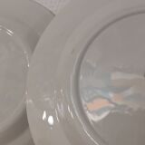 Set of 7 flat plates CERANORD St AMAND décor blue and red lines French Antique