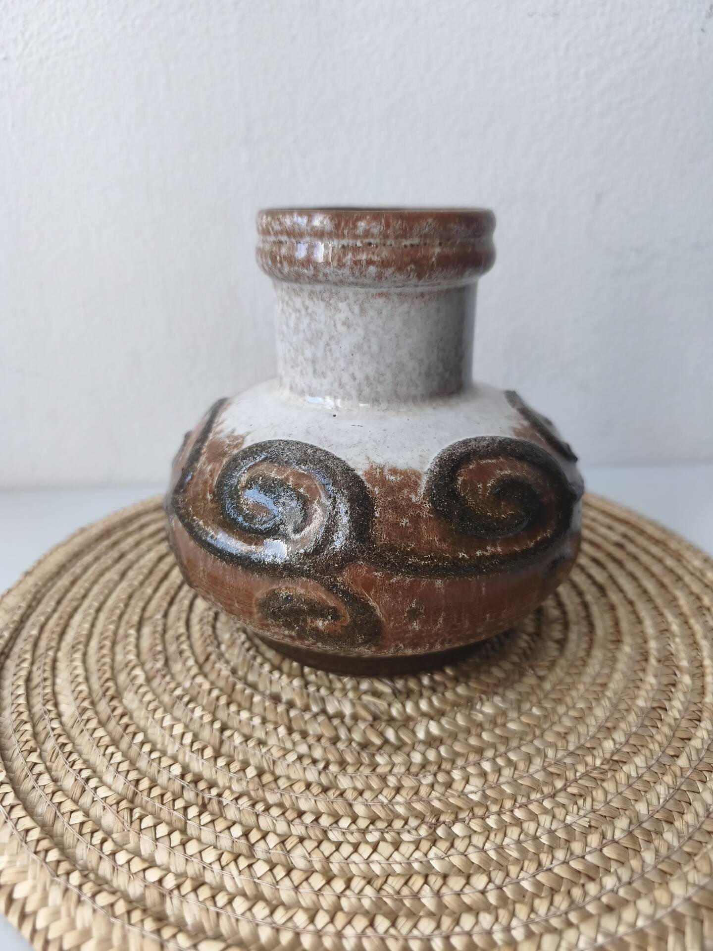 Vintage Strehla round vase, ceramic, East Germany, 1960s/70s