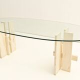 Travertine dining table by Willy Ballez, 1970s