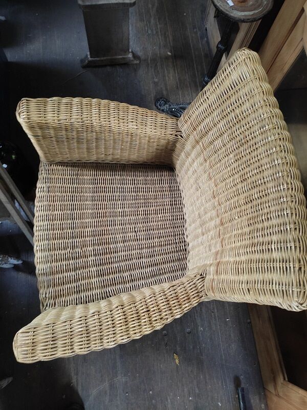Armchair chair wicker feet wood