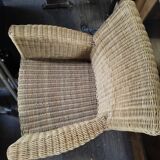 Armchair chair wicker feet wood