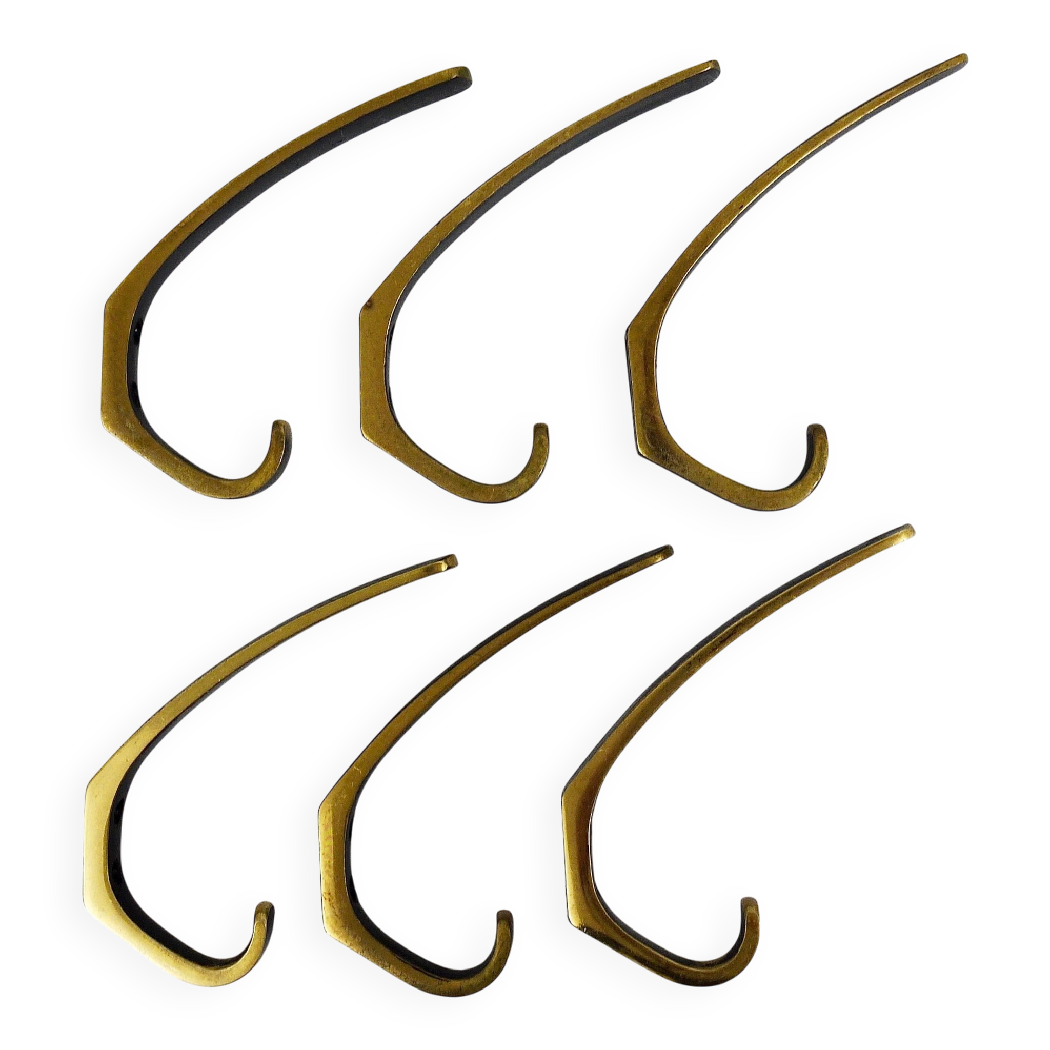 Up to 2 mid-century brass wall hooks by Hertha Baller, Austria, 1950s.
