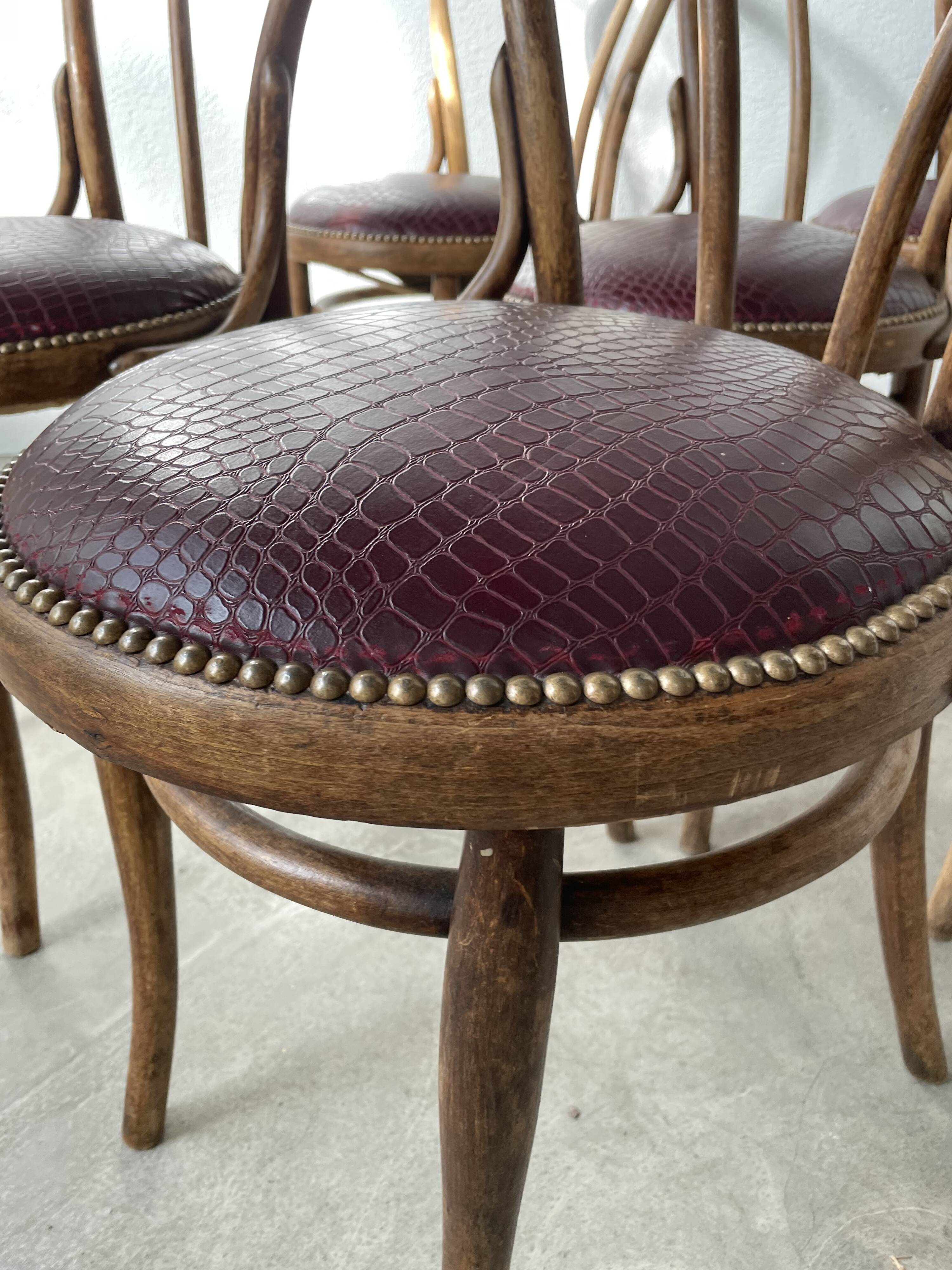 Lot of 6 Josef Kohn curved wood bistro chairs