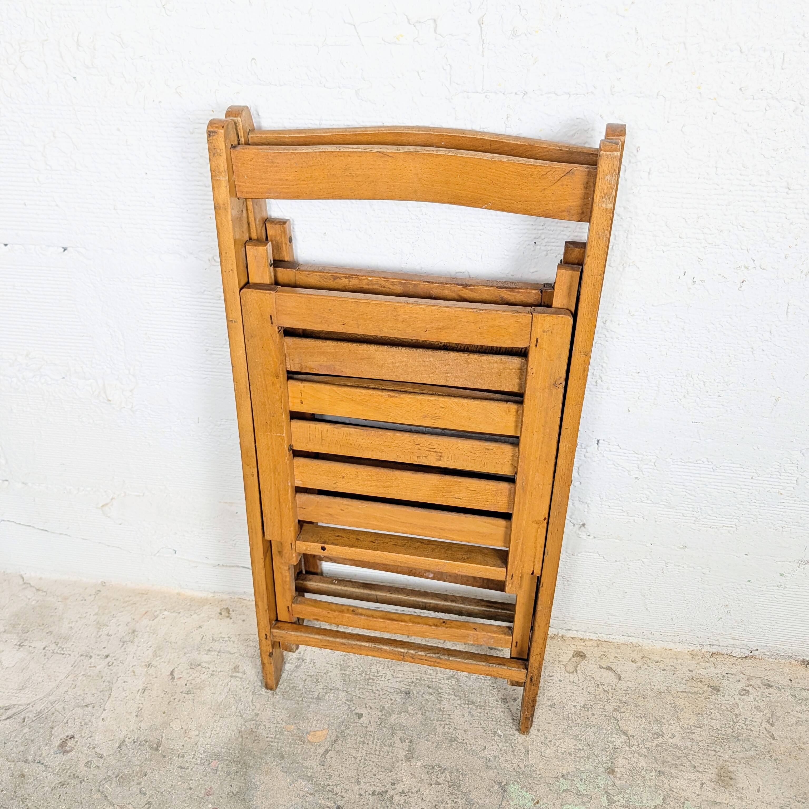 Pair of wooden folding chairs