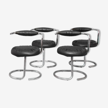 Lot de 4 chaises "Cobra", par Giotto Stoppino