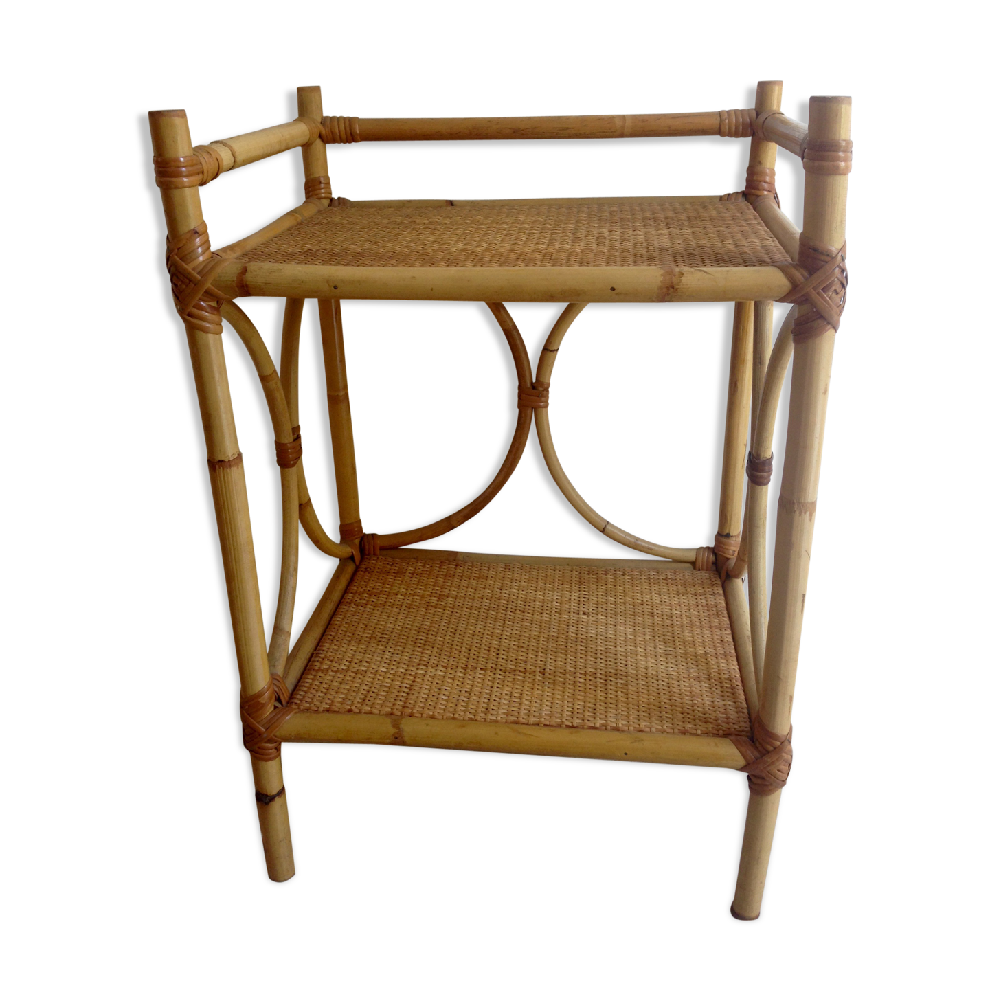 Bedside table vintage rattan
