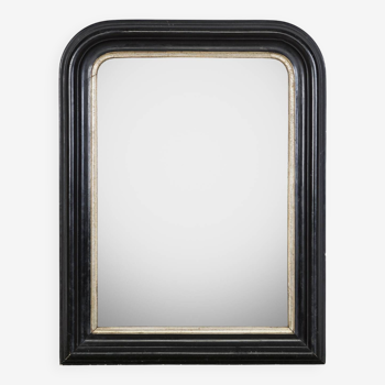 19th C Small Black and Gold Napoleon III Mirror