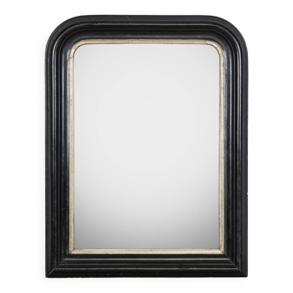 19th C Small Black and Gold Napoleon III Mirror