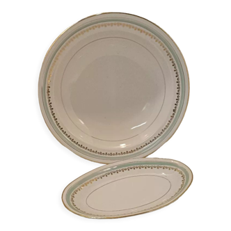 2 anciens plats porcelaine "sfp France"