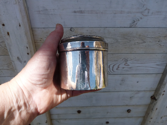 Old silver metal box hallmark AT