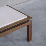 Table d’appoint travertin et laiton 1960