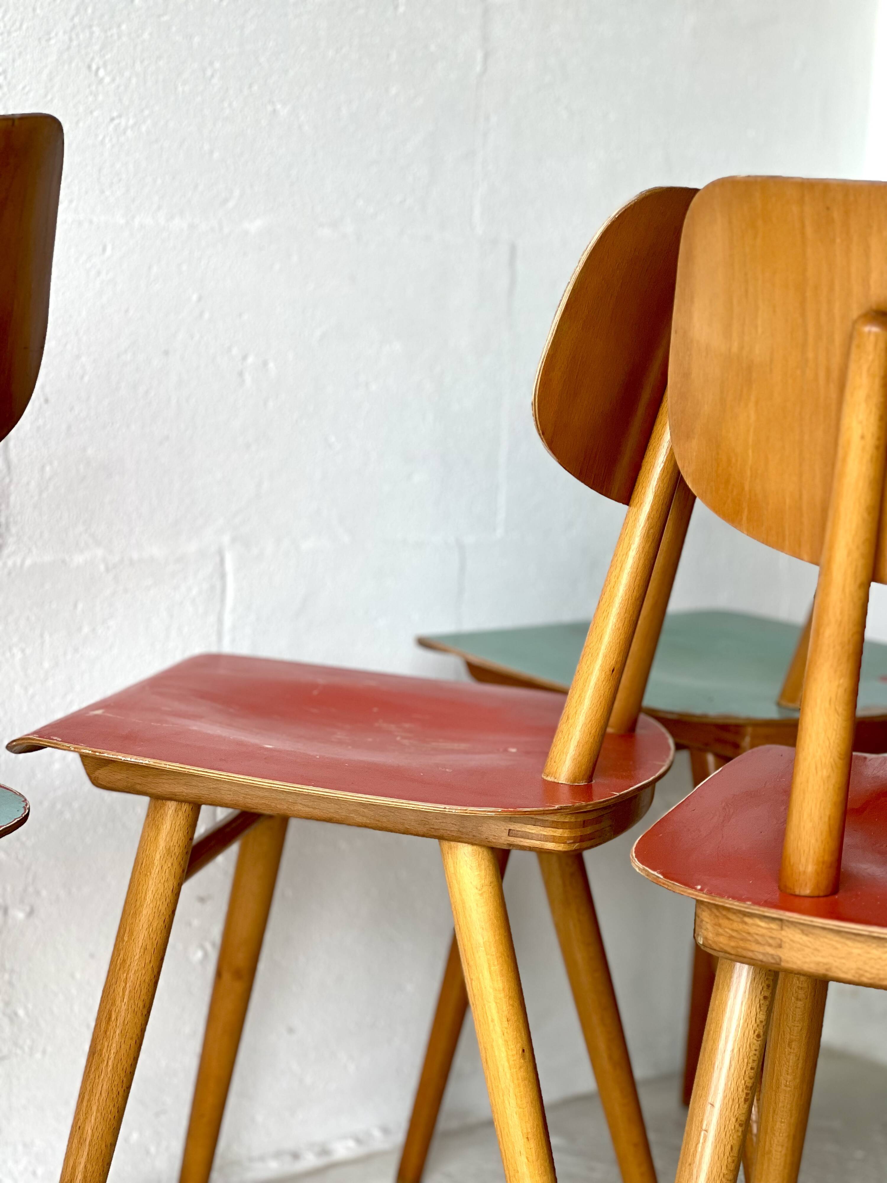 4 chaises Ton, 1960