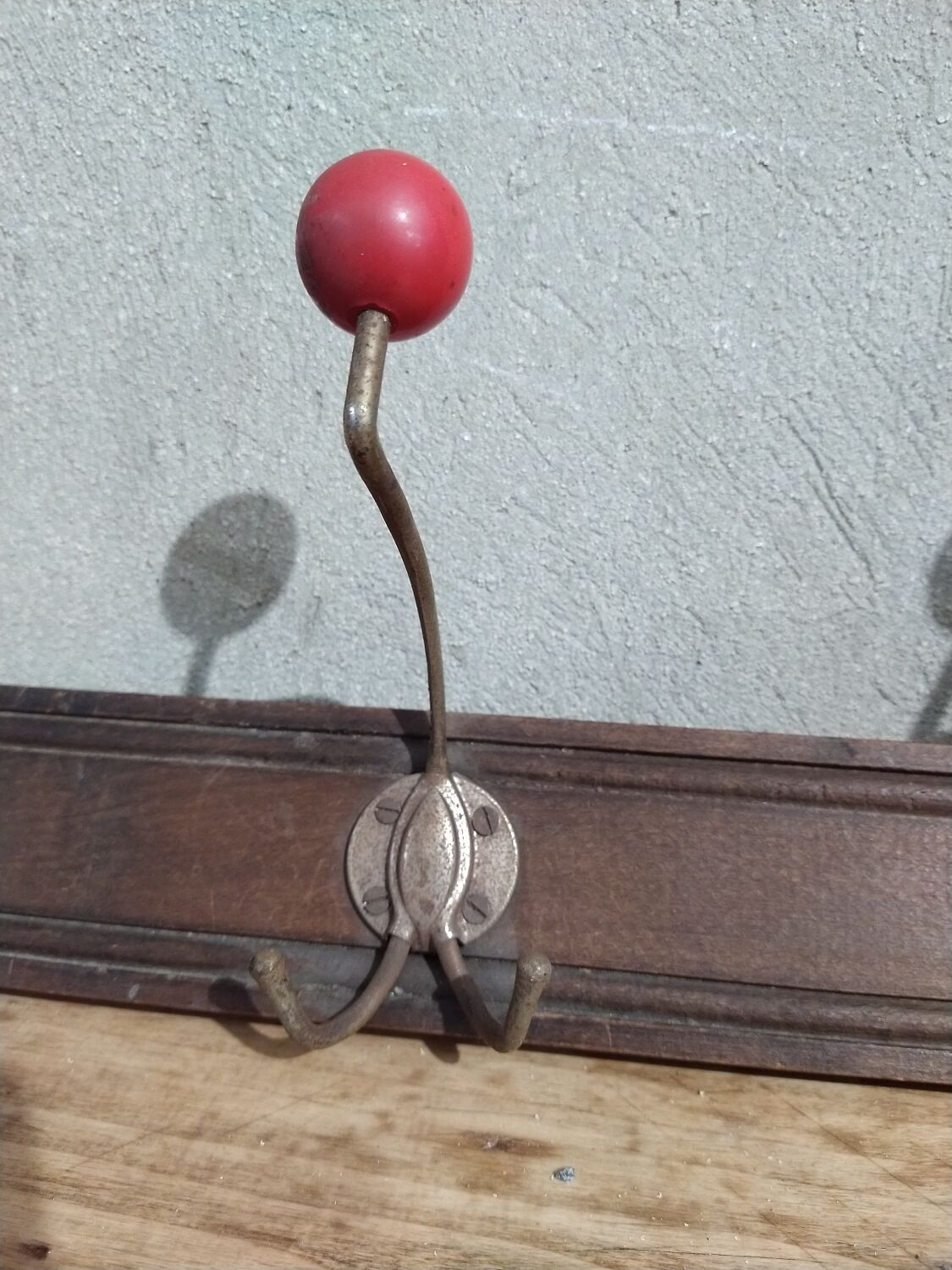 Vintage wood and metal coat rack