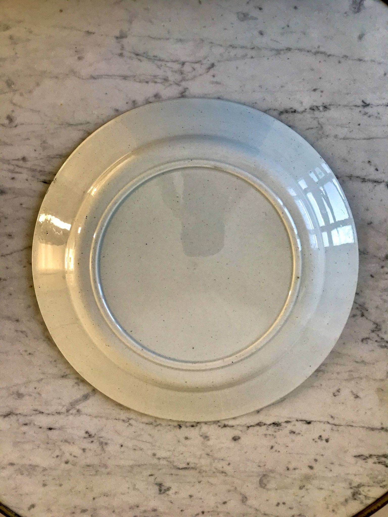 set of 5 large flat plates in Terre de Fer Longchamp model Belleville late 19th century