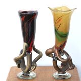 Pair of blown glass vases signed, 90s