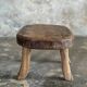 Small stool, oval solid teak accent stool with a two-tone seat.