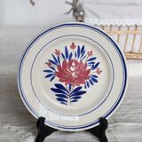 Antique hollow plate from Gien - Red and blue floral decoration
