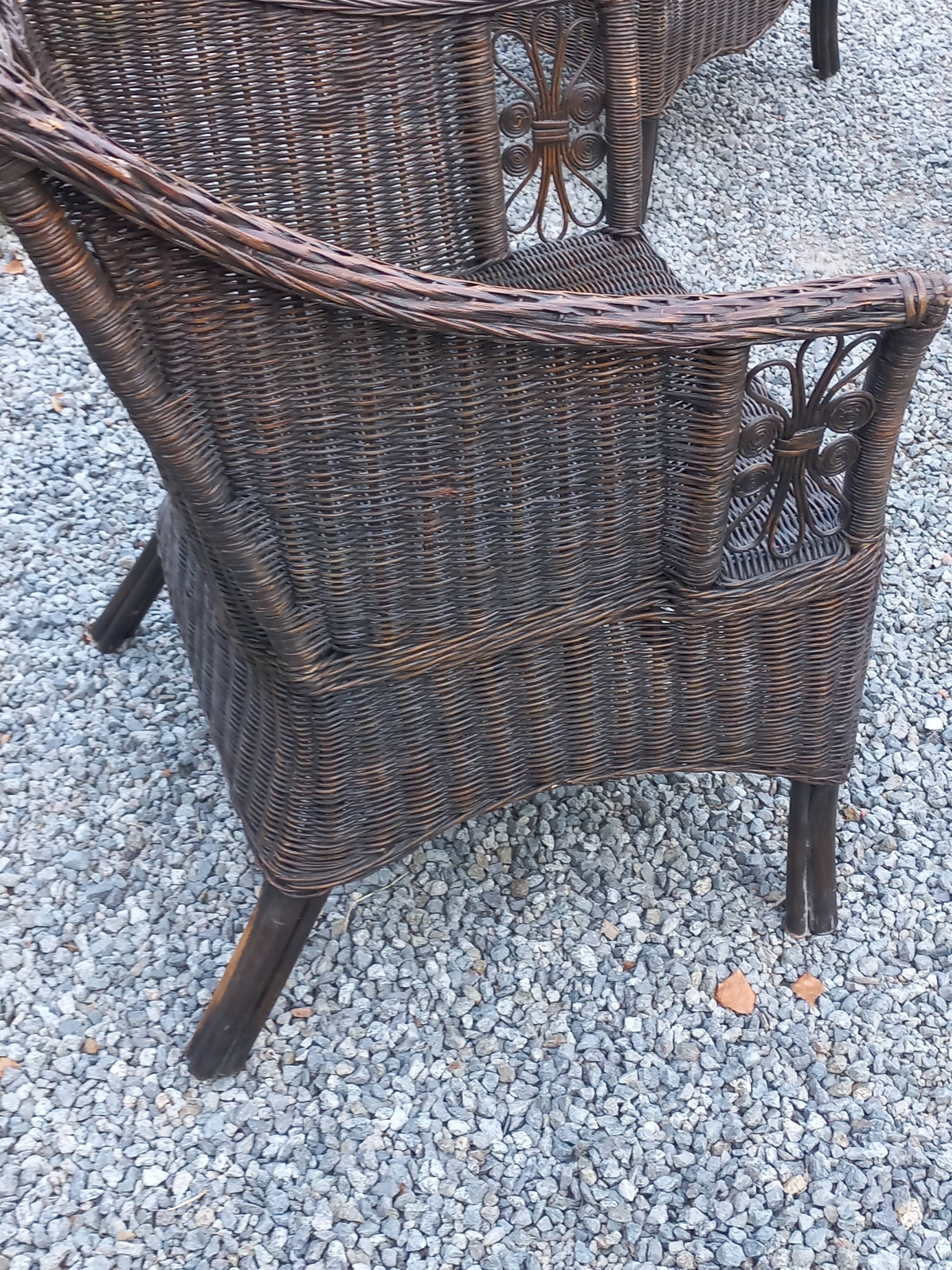 Set de 3 fauteuils en rotin des années 70