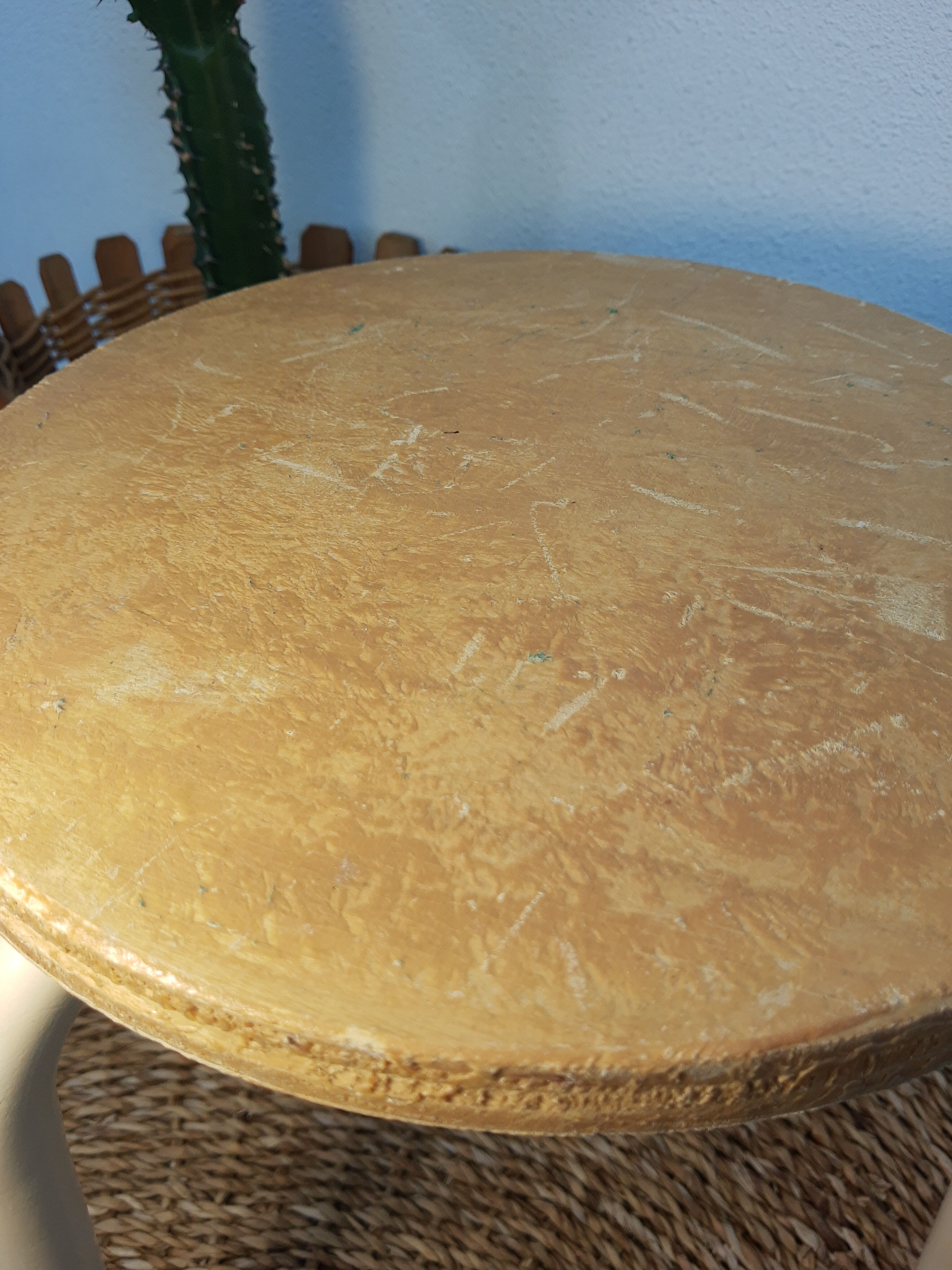 Wood & metal tripod workshop stool with industrial screws