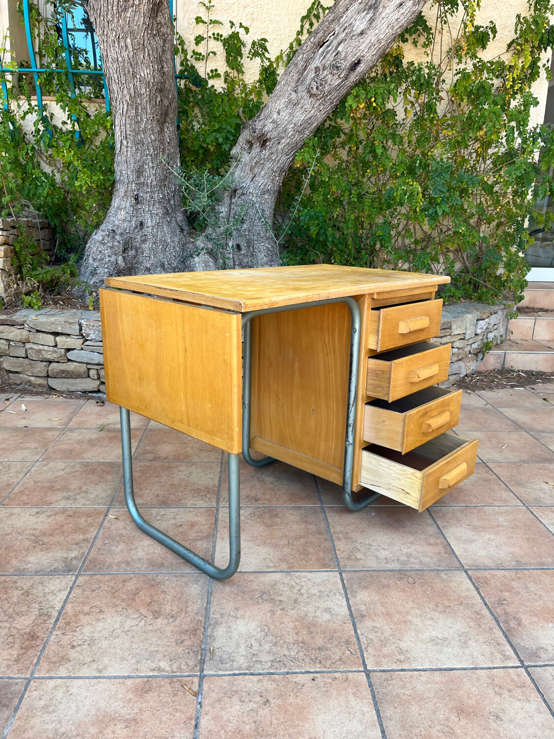 Desk ois and steel in the spirit of bauhaus 1950