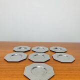 7 vintage octagonal stainless steel coasters