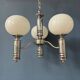Mid-Century opaline glass chandelier with chrome structure
