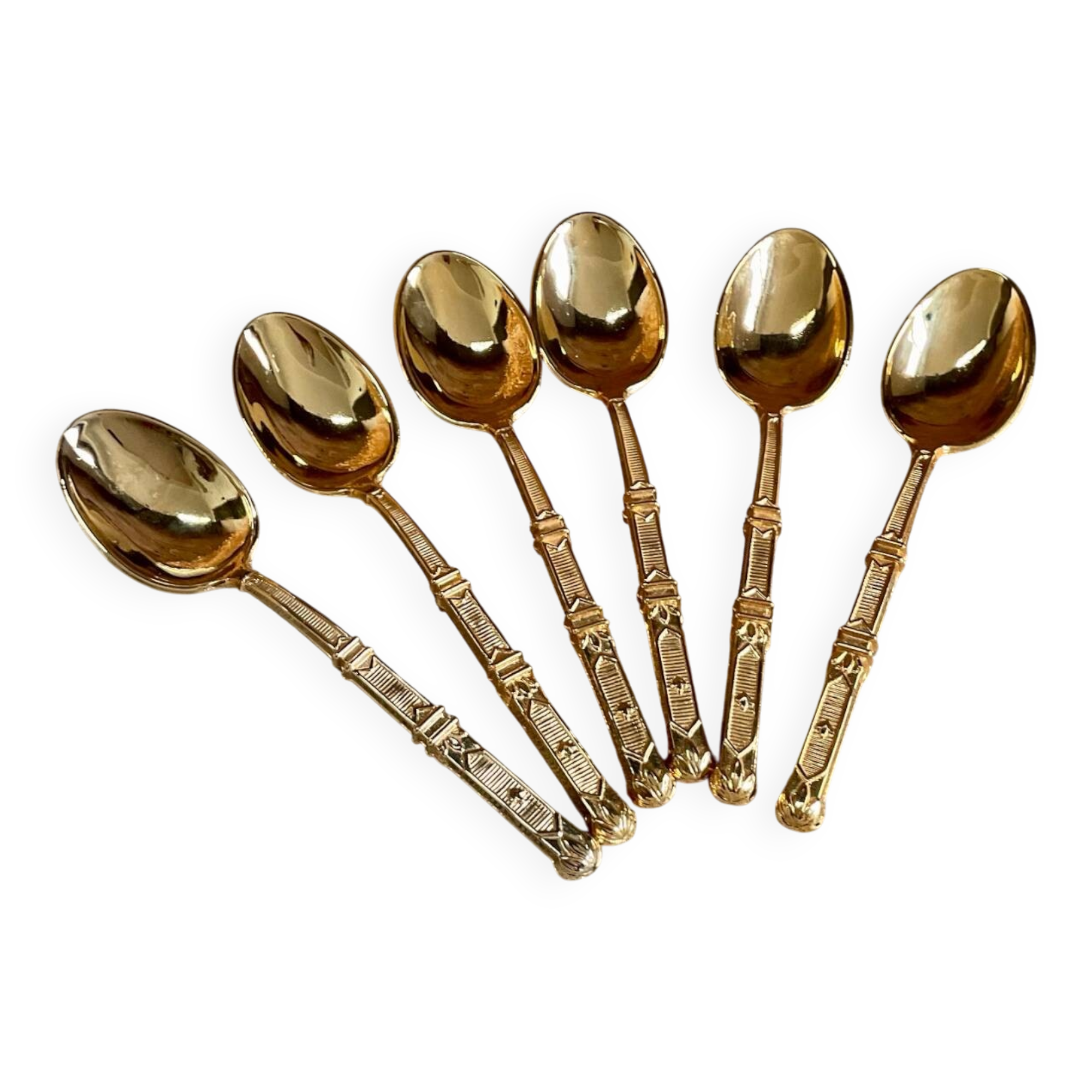 6 small gold-plated mocha spoons