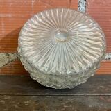 Vintage Black Metal Support + Moulded Glass Ceiling Light Fixture