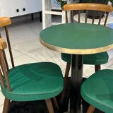 Set of pedestal table and 3 vintage bistro chairs from the 1960s