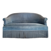 Banquette crapaud en velours bleu ras