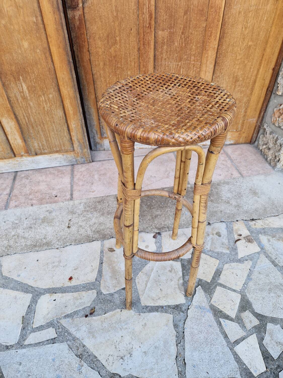 Vintage rattan stool