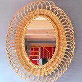 Woven wicker mirror, 1960.