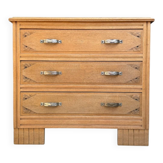 Commode art déco chêne brut et massif