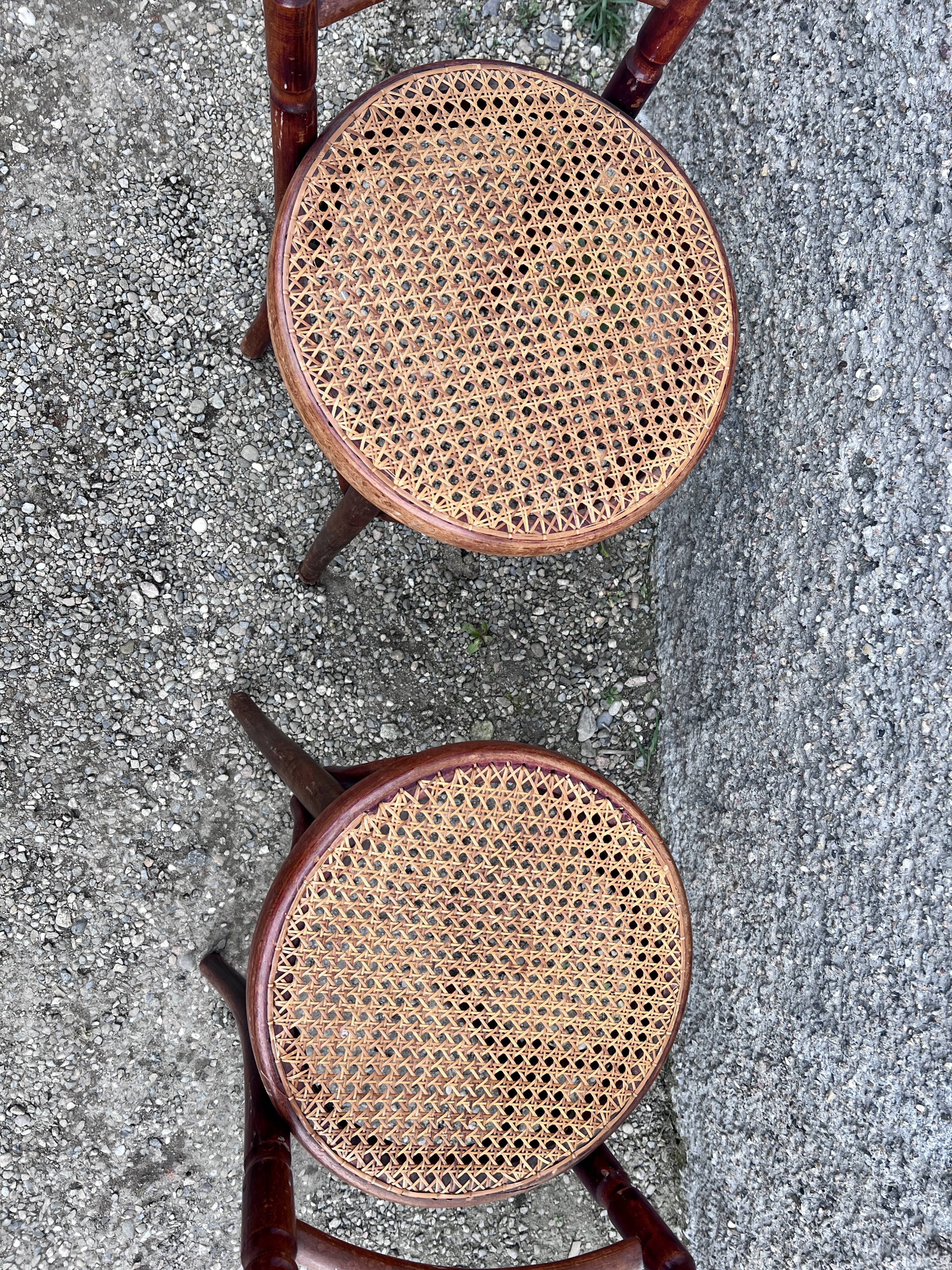 Pair of two vintage canned chairs