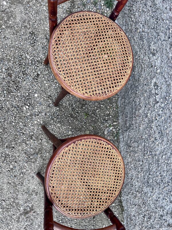 Paire de deux chaises cannée vintage