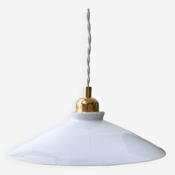 Vintage flat opaline pendant light from the 40s and 50s - medium model - 2 copies available