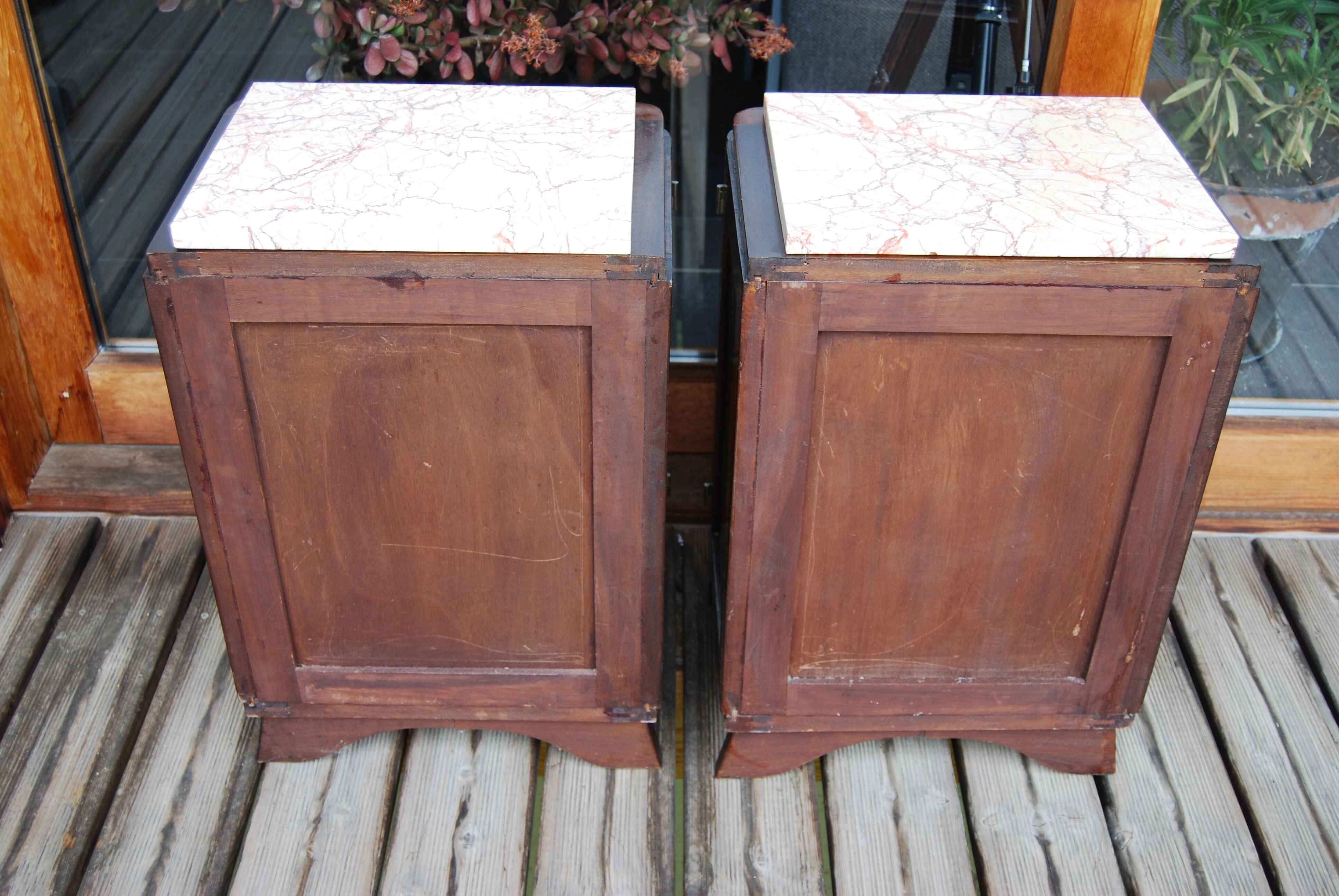 Pair of Vintage 1940 bedside tables with marble.