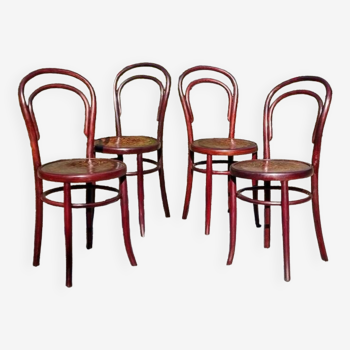 4 chaises bistrot n°14 Fischel assises à décor années 20