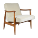 Fauteuil scandinave restauré « Kedziorek », années 1960, cordon crème, teck